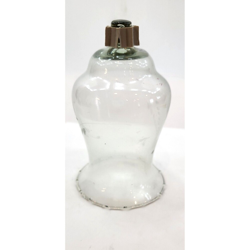 Vintage Etched Leaf Clear Glass Peg Votive Candle Holder Pinched Rim